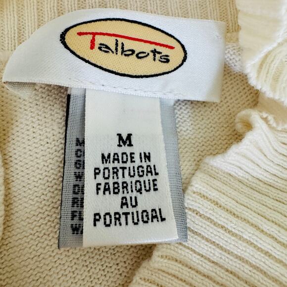 Talbots Womens Ivory White Mock Ribbed Cotton Turtleneck Sweater Sz Medium - Picture 5 of 6